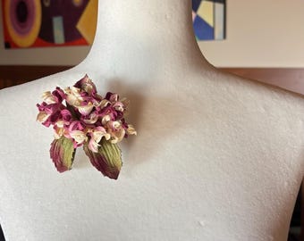 Karin's Garden 4" "Frances" Vintage Hydrangea Flower Pin Brooch