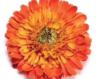 Spilla o clip a forma di gerbera arancione: accessorio floreale realistico da 4 pollici