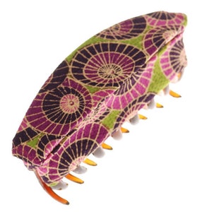 Karin&#39;s Garden 4 1/2&quot; Japanese Kimono Fabric Handmade in the USA Tortoise clip from France