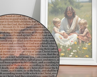 Jesus Christ Portrait with Full Text of the Book of Mormon | LDS Wall Art | Latter-day Saint Gift | Scripture Overlay Print
