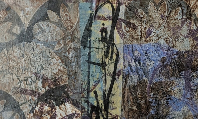 Acrylic Painting Original Abstract Art Mixed Media Collage 11x9 with mat Reopen the Dream Machine 1