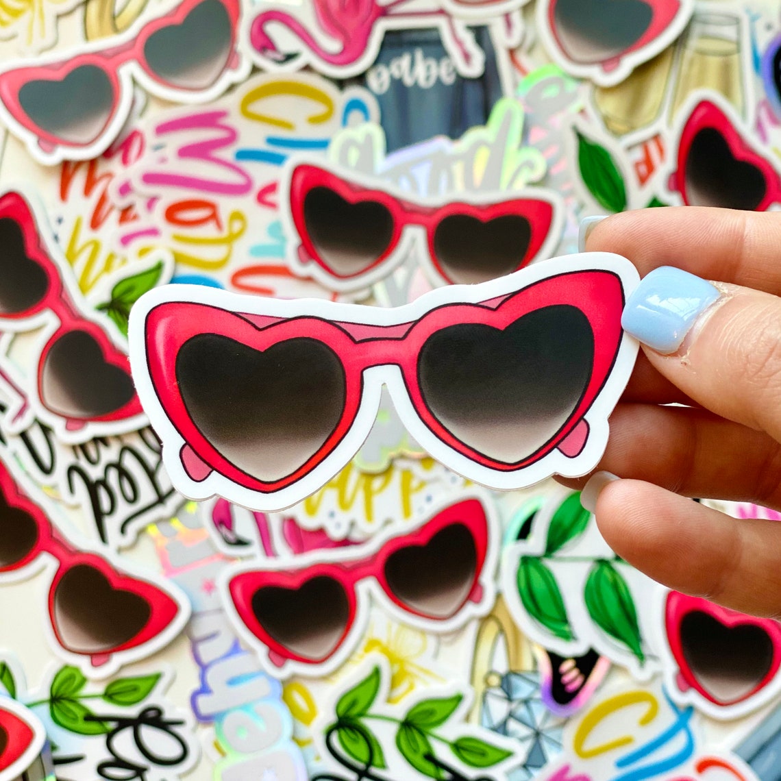 Heart Shaped Sunglasses Sticker // Planner Stickers // Laptop Etsy