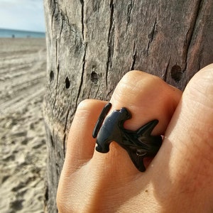 Black Hammerhead Shark Ring, Ocean lovers, SCUBA, Freedivers, Pelagic Gift, Shark Jewelry,