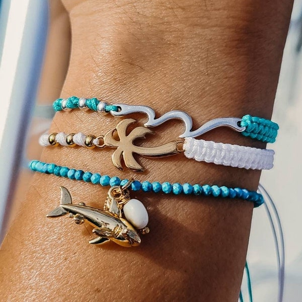 Summer Bracelets ~ Adjustable Beach Bracelets Gift for Beach Wave Lovers, Coastal, Boho, Minimalist, Dainty Pelagic