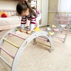 Climbing set of three items| Climbing Triangle| Foldable Triangle + Climbing Arch + Climbing Ramp| Triangle With Ramp | Montessori Furniture