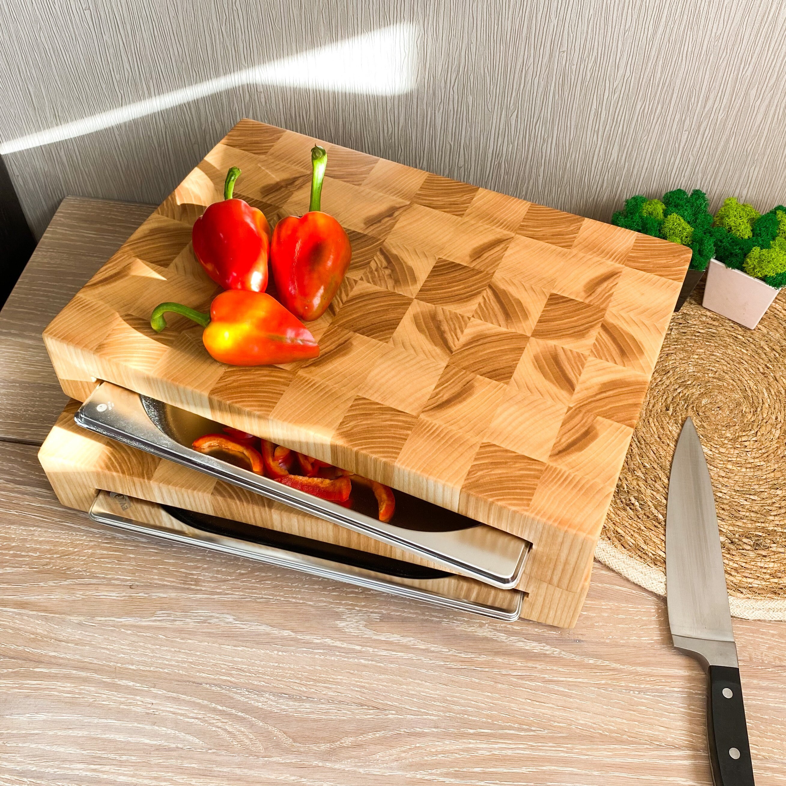 Board With Gastronorm Containers | End Grain Board | Butcher Block ...