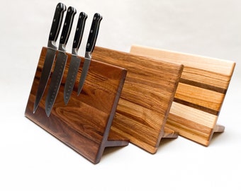 Magnetic knife display for chef knives | Wooden knife stand | Magnetic knife holder | Magnetic knife rack for professional chef knives