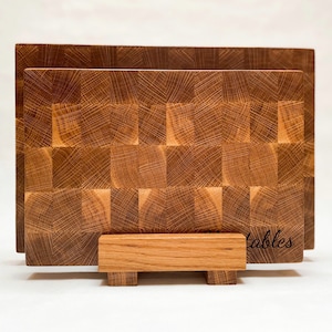Set of end boards | End boards with stand | End Grain Board | Butcher Block Board | Oak end board | Walnut Butcher Block Board