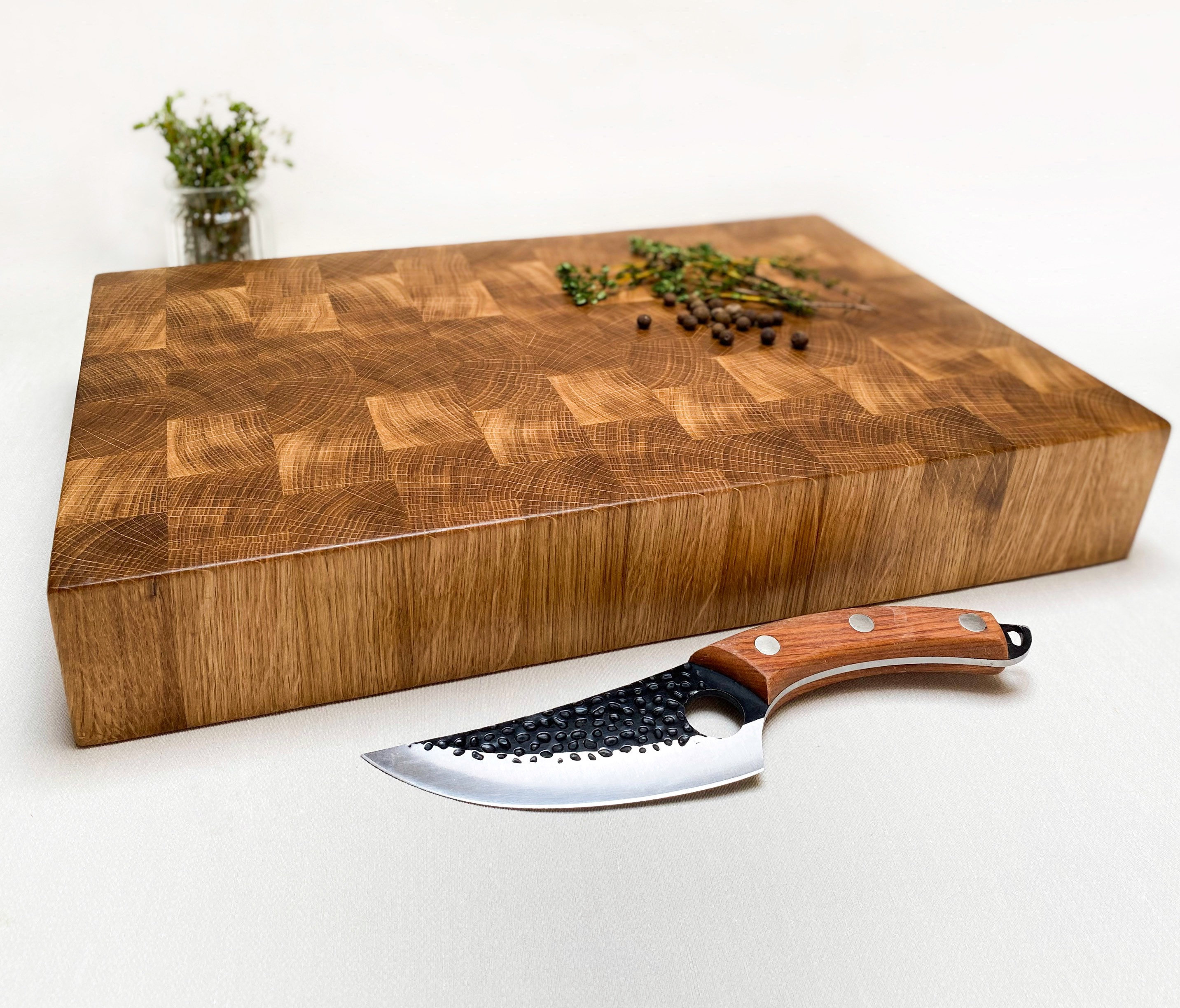Planche à Découper en Bois Naturel Chêne - Groot Bloc de Boucher Professionnel