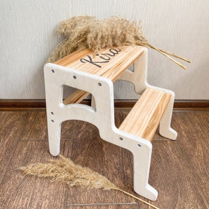 Toddler Step Stool| Montessori-inspired step stool for toddlers| Eco-friendly toddler learning tower| Personalized kids step stool with name