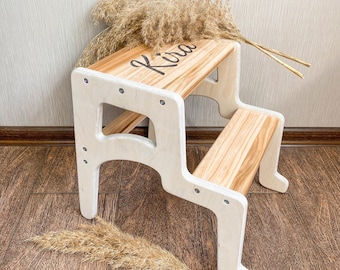 Monster Truck Step Stool for Kids, Toddler Step Stool, Wooden