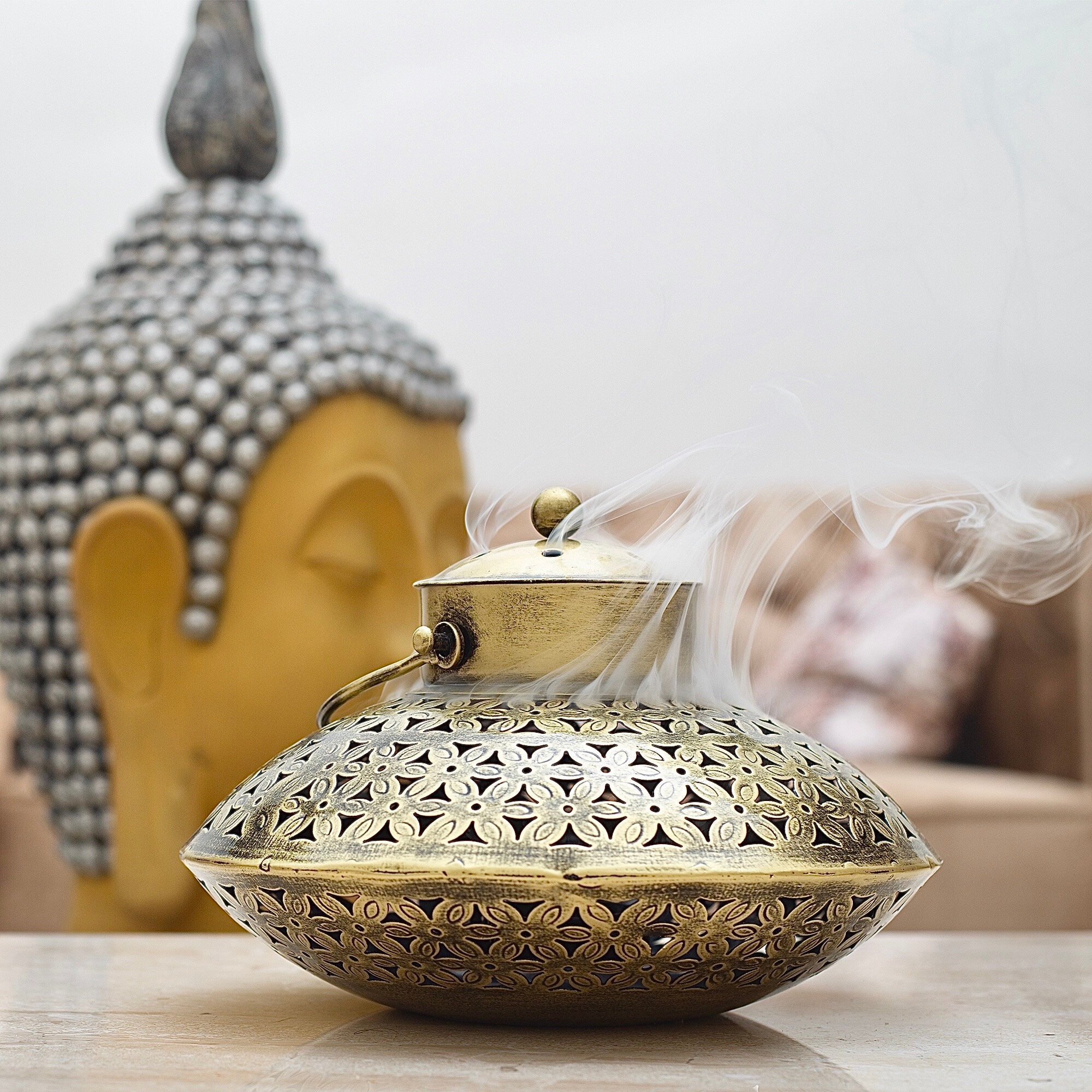 Handcrafted Brass Incense Burner – Indian Vintage Antique Decor