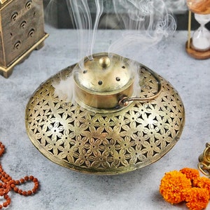 Gift for valentine day, Vintage Incense Holder | Antique Decor Gold for Wall Hanging Incense Burner | Votive tea light Candle holder