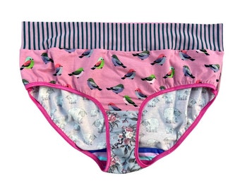 Plus Size Knickers UK, Full Coverage, Soft knickers, Bird, Floral Ladies Zeroe UnderWear cotton Stretch, Colourful Ladies Pants, Size 18