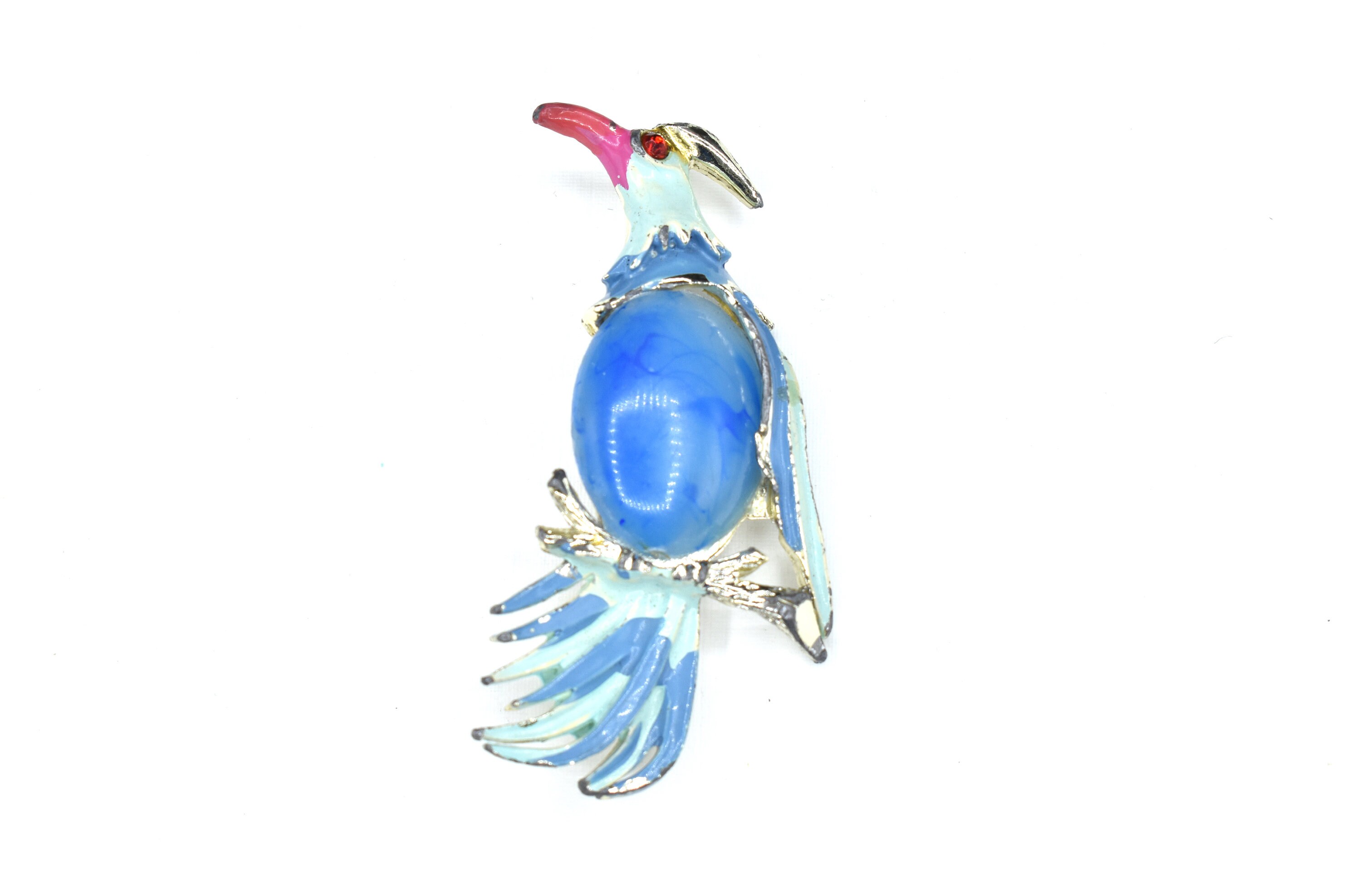 Gloriously Sparkly Vintage Enamel and Swarovski Crystal Bird