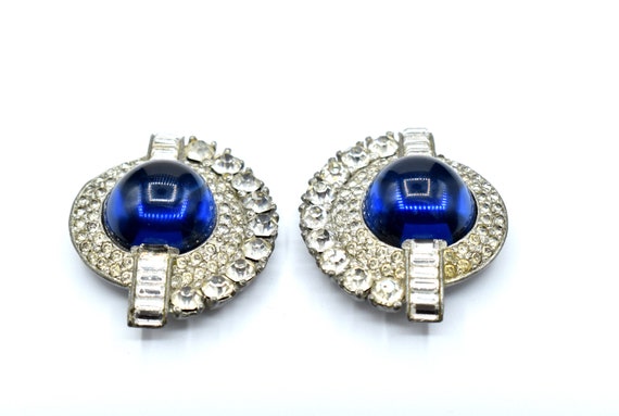 Vintage Clear Rhinestone with Blue Center Fur-Dre… - image 8
