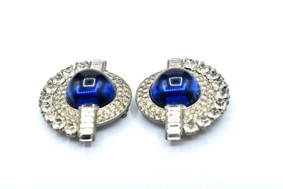 Vintage Clear Rhinestone with Blue Center Fur-Dre… - image 7