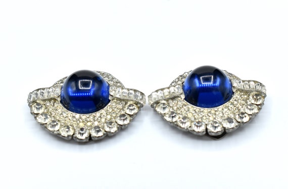 Vintage Clear Rhinestone with Blue Center Fur-Dre… - image 6