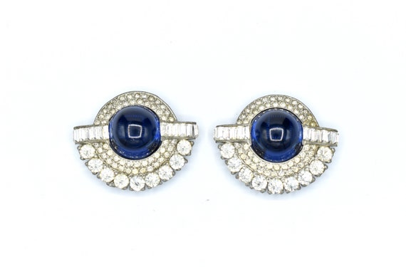 Vintage Clear Rhinestone with Blue Center Fur-Dre… - image 5