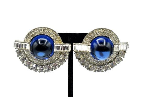 Vintage Clear Rhinestone with Blue Center Fur-Dre… - image 3