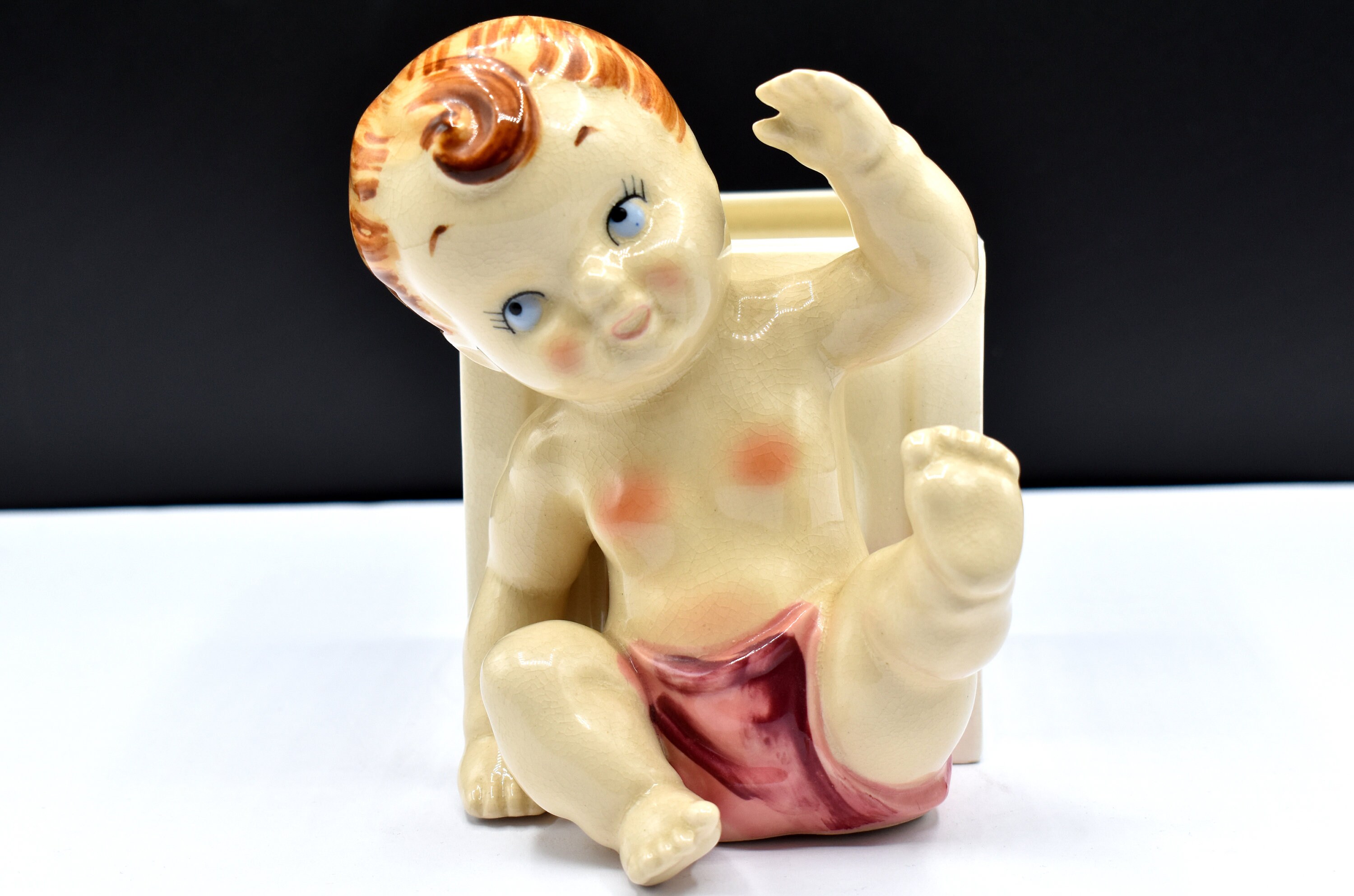 Vintage Napco ABC With Baby Planter Vase / Baby Boy With Red Hair