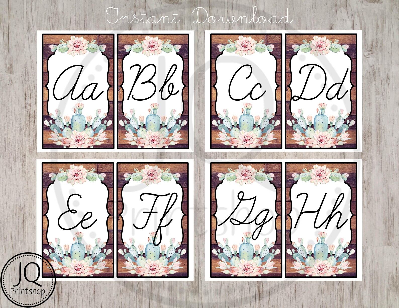 Instant Download Cursive Alphabet Wall posters Classroom Etsy