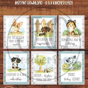 Printable Motivational Posters, Puppy Theme Classroom Posters, Growth Mindset Display, Instant Download