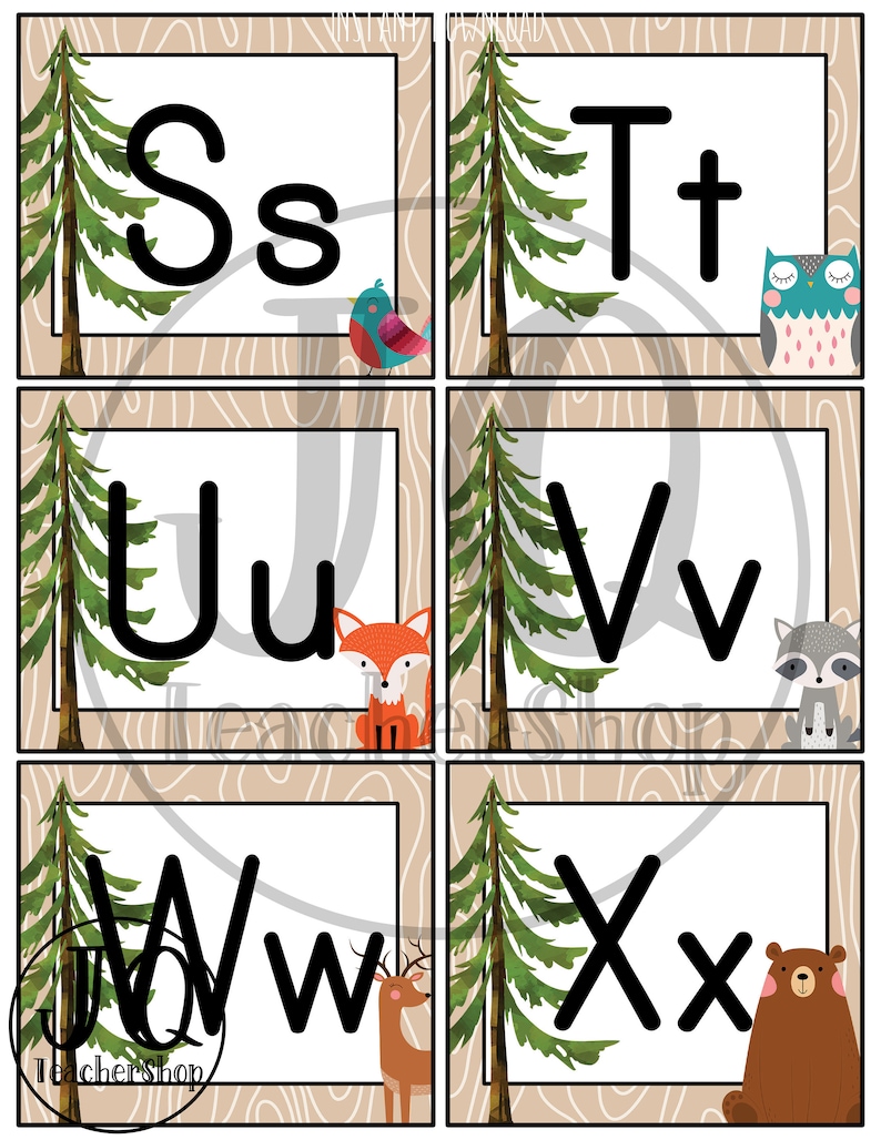 Printable Alphabet Word Wall Classroom Decor Woodland Etsy