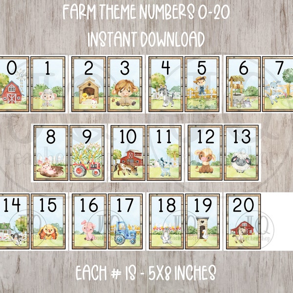 Printable Farm Theme Numbers, Nursery Numbers, Daycare Decor