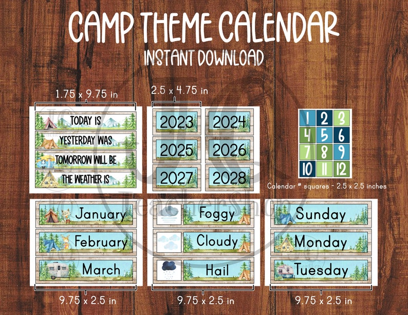 Printable, Classroom Calendar, Camp Theme Classroom, Camp Classroom ...
