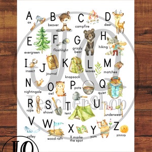 Printable Alphabet Poster Camping Theme Alphabet Homeschool - Etsy