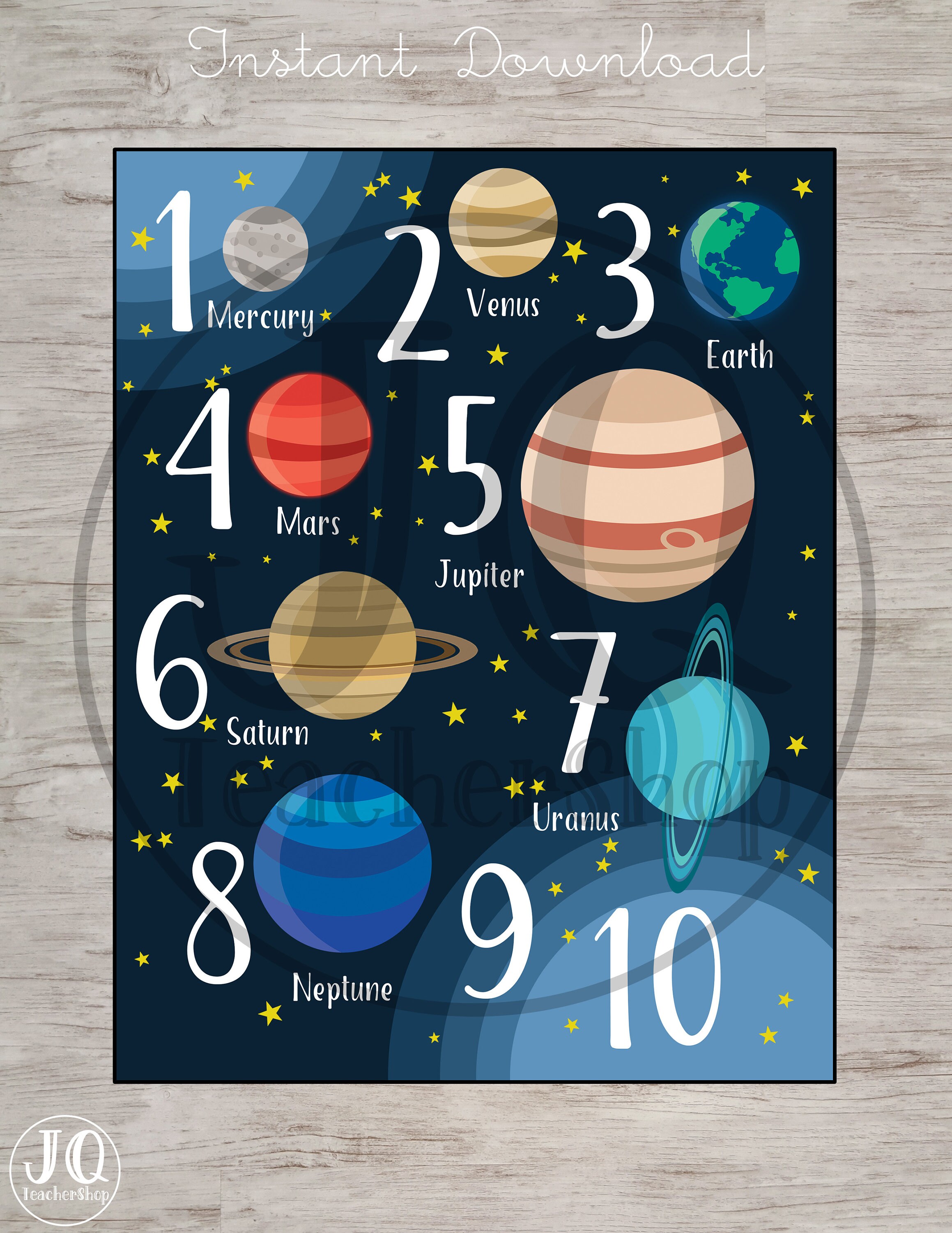 Tema del espacio imprimible Número cartel decoración de la Etsy