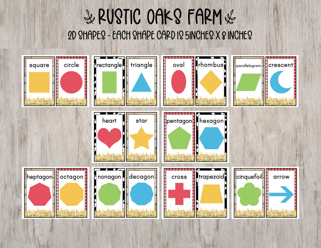 Printable 2d Shape Cards, Farm Theme Classroom Decorations, Classroom ...