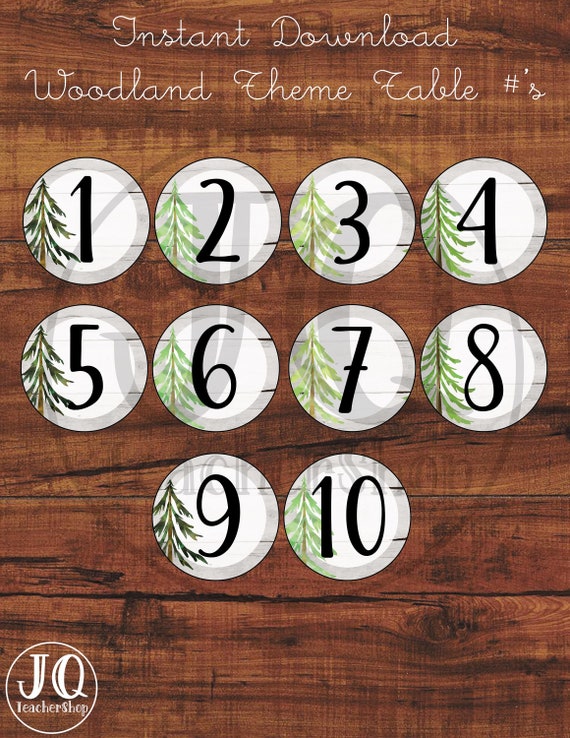 printable table numbers woodland classroom decor classroom etsy