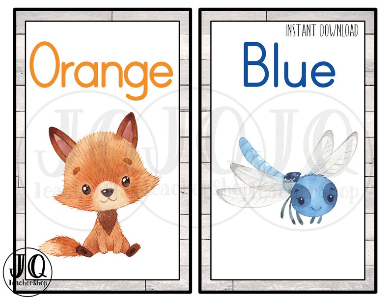 Printable Woodland Color Flash Cards: Juniper Classroom Decor (PDF) - Etsy