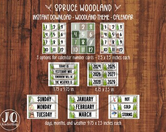 Woodland Animals Classroom Calendar, Forest Theme Decor (Digital Download)
