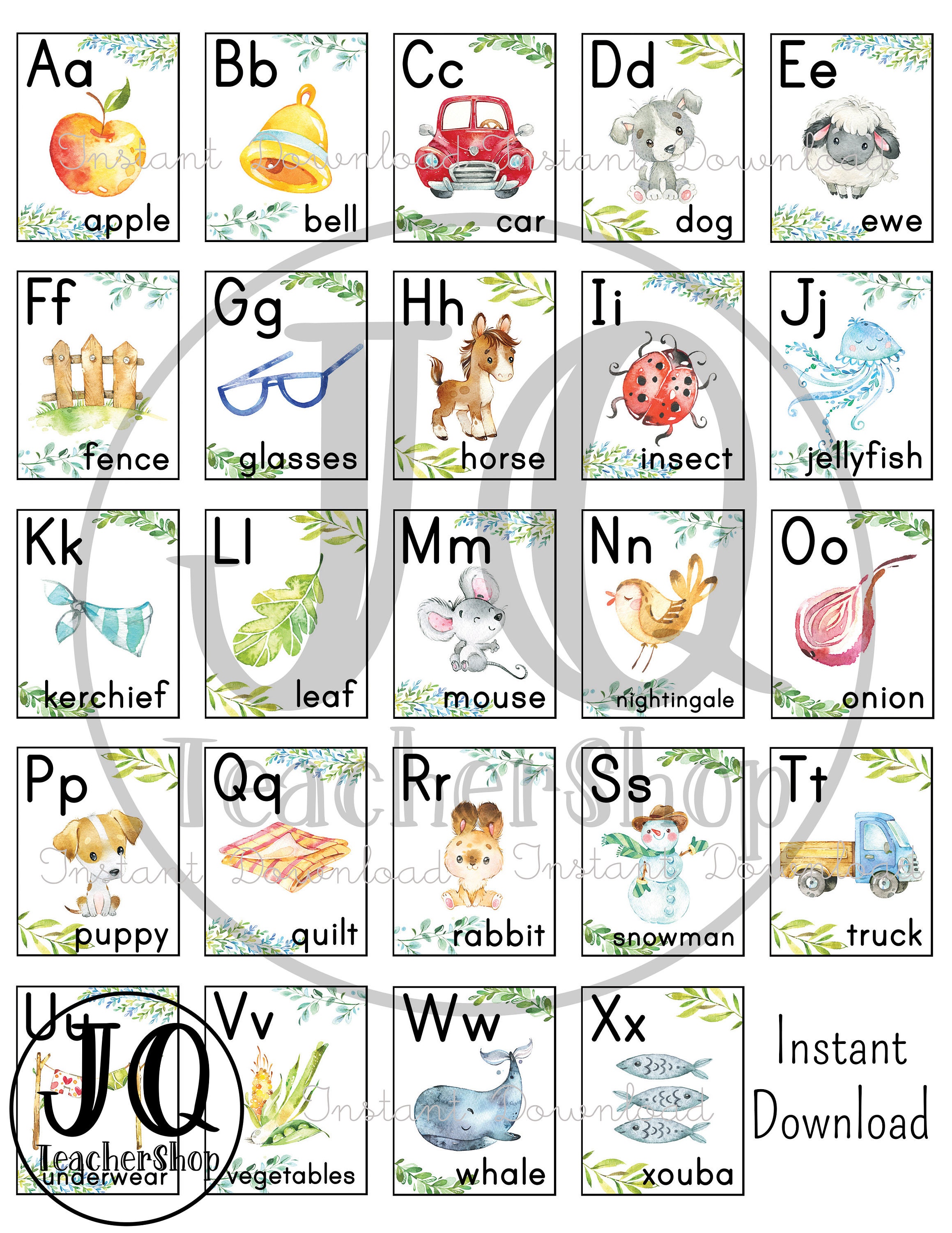 Printable Small Alphabet Flash Cards Classroom Decor | Etsy