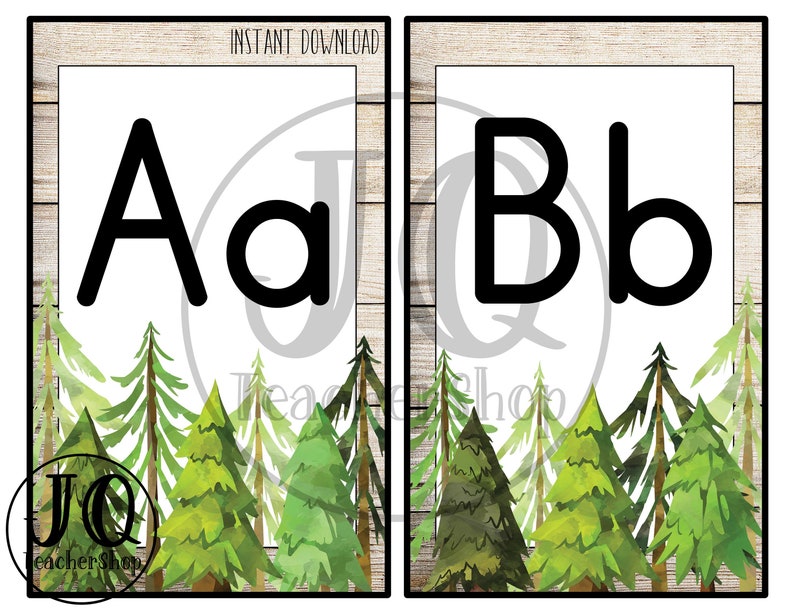 Printable Alphabet Wall Poster, Classroom Decor, Woodland Theme, Forest ...