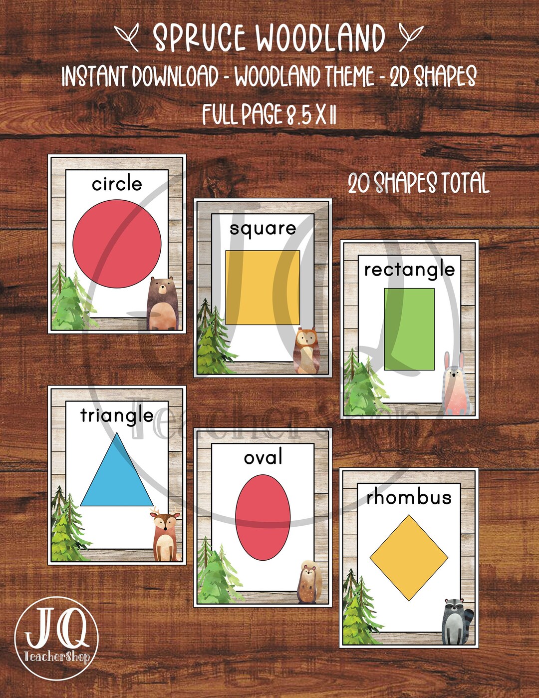 Printable 2d Shape Posters, Woodland Theme Classroom Decor, Full Page ...