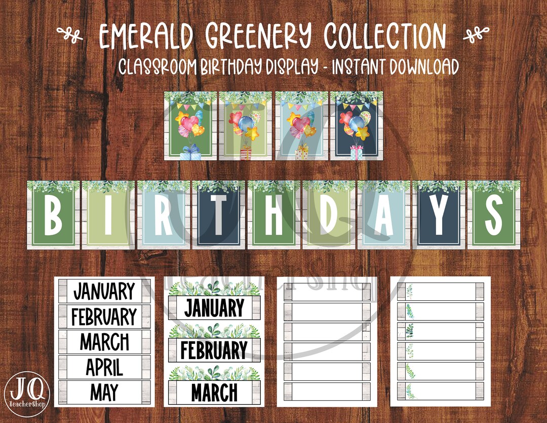 Printable Greenery Theme Birthday Display, Plant Theme Classroom ...