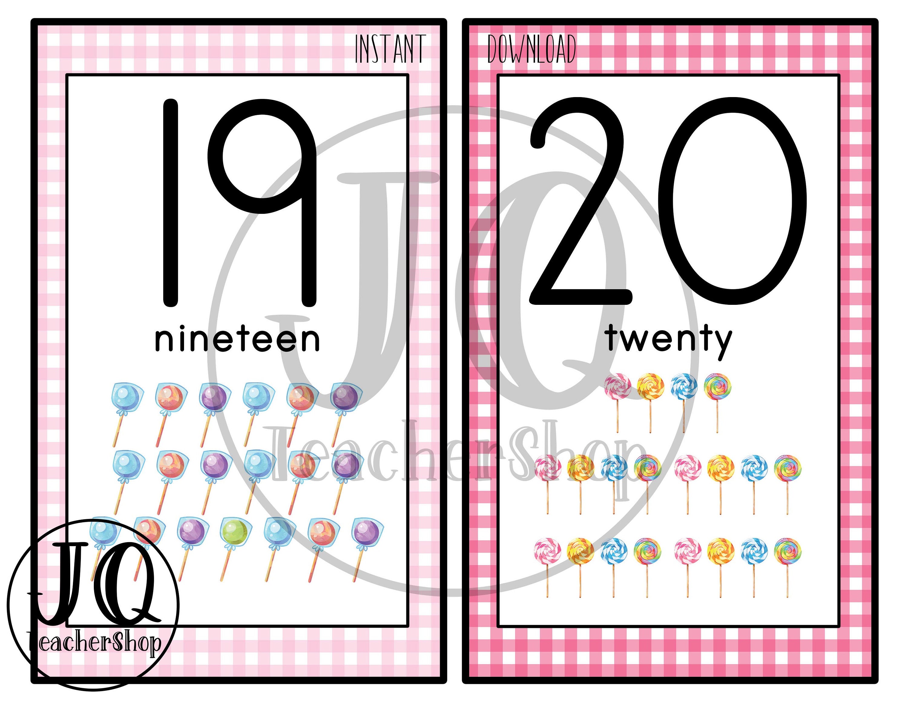 Printable Candy Theme Number posters Classroom Decor Sweet | Etsy