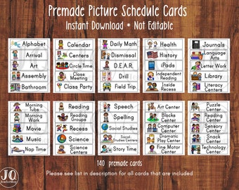 Instant Download, Classroom Picture Schedule, Visual Class Schedule Cards Time Clocks and Time Cards Included
