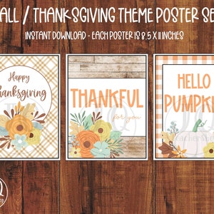 Thanksgiving Classroom Posters: Fall Theme Decor (Digital Download)