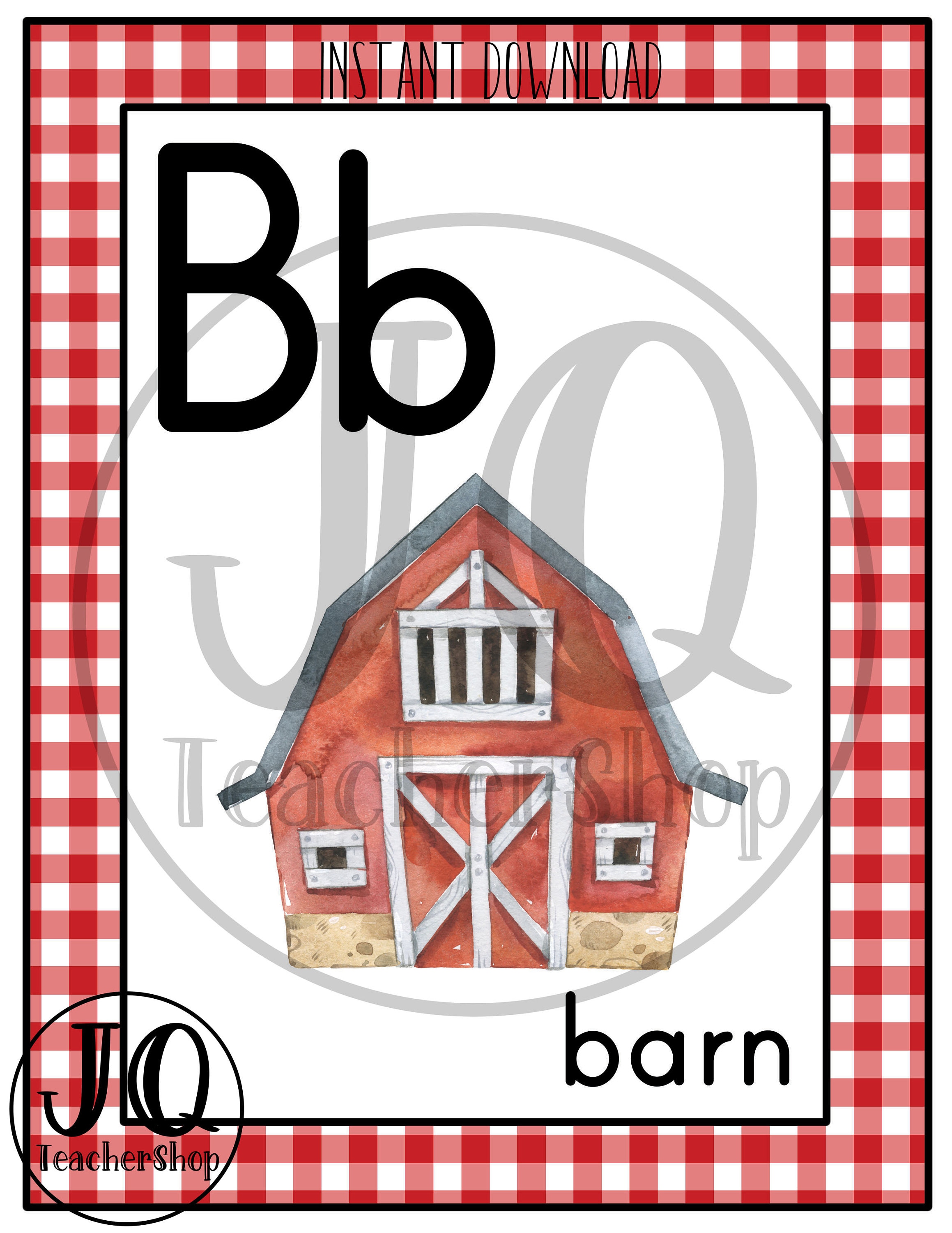Printable Farm Theme Alphabet Classroom Decor Full Page Etsy