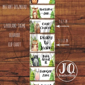 Afdrukbaar, Woodland Theme Behavior Chart, Classroom Behavior Clip Chart, Forest Theme, Classroom Decoration, Instant Download
