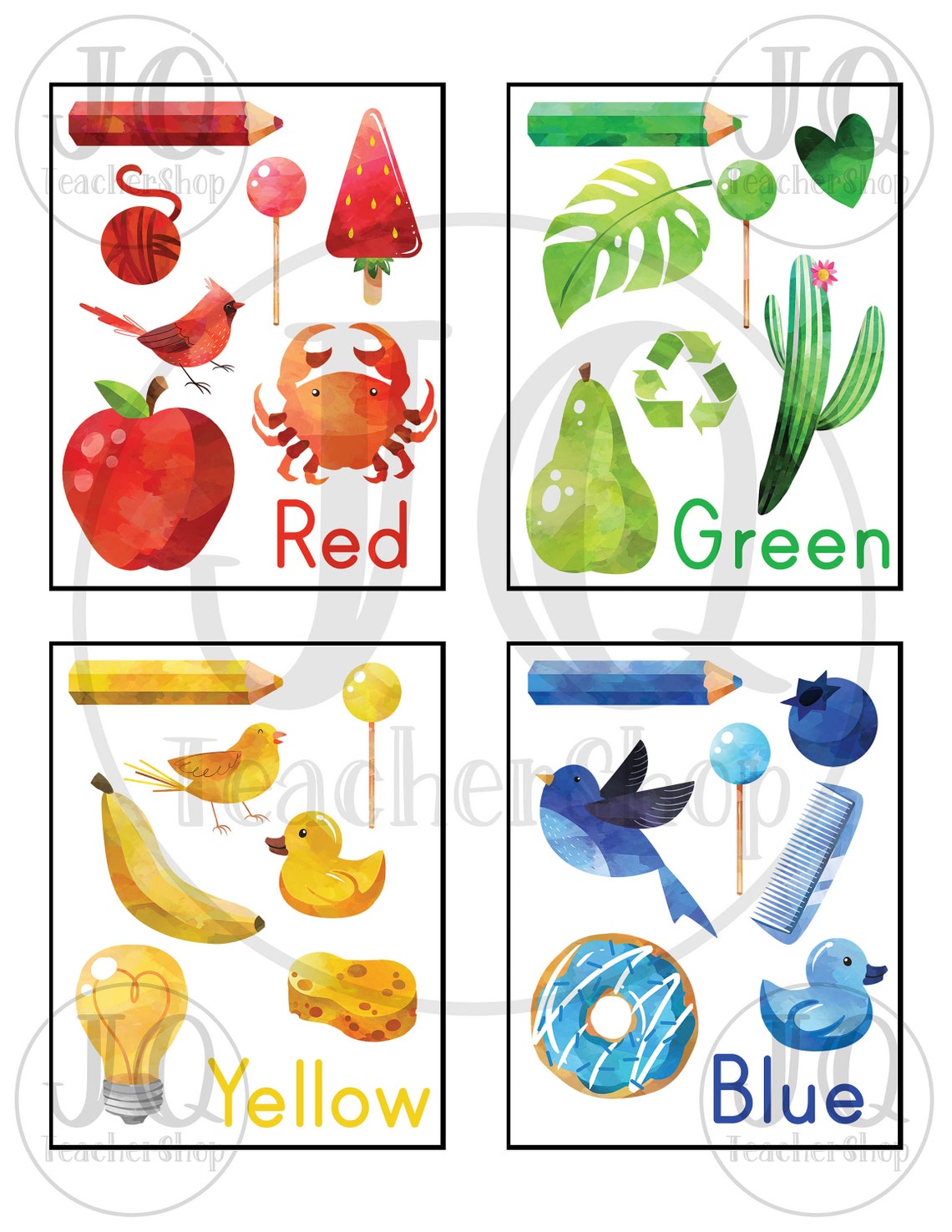 Printable Rainbow Color Flash Cards Flashcards of the Colors Etsy