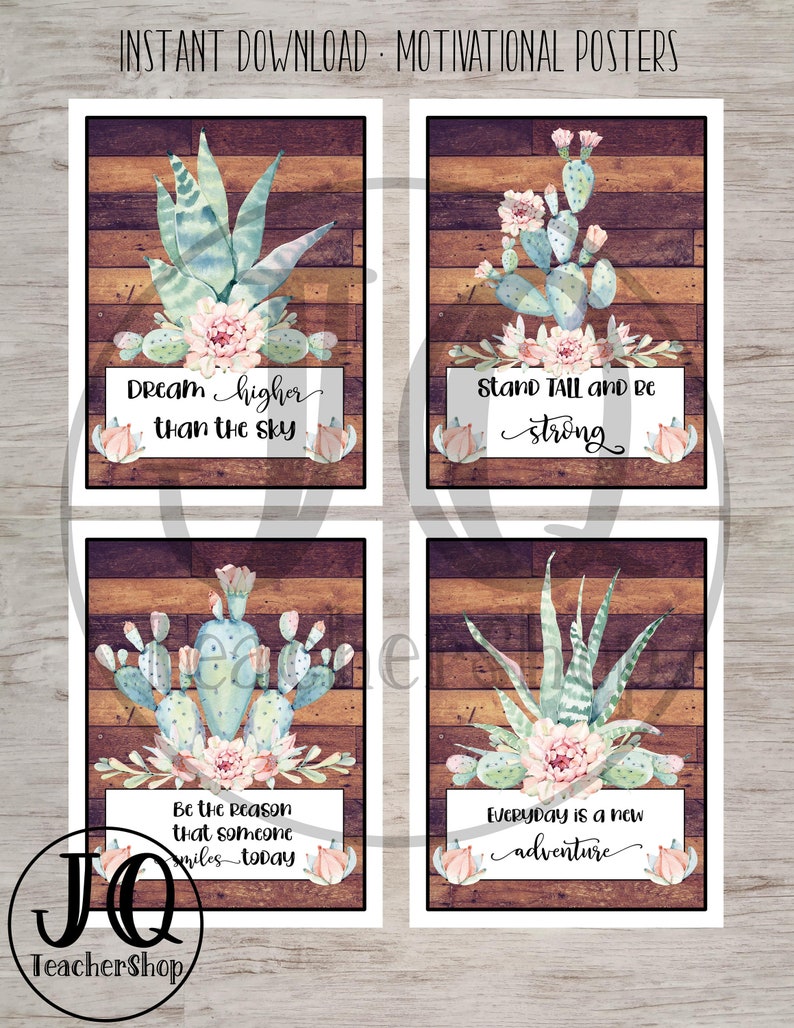 Printable Cactus Theme Classroom Motivational Posters Etsy