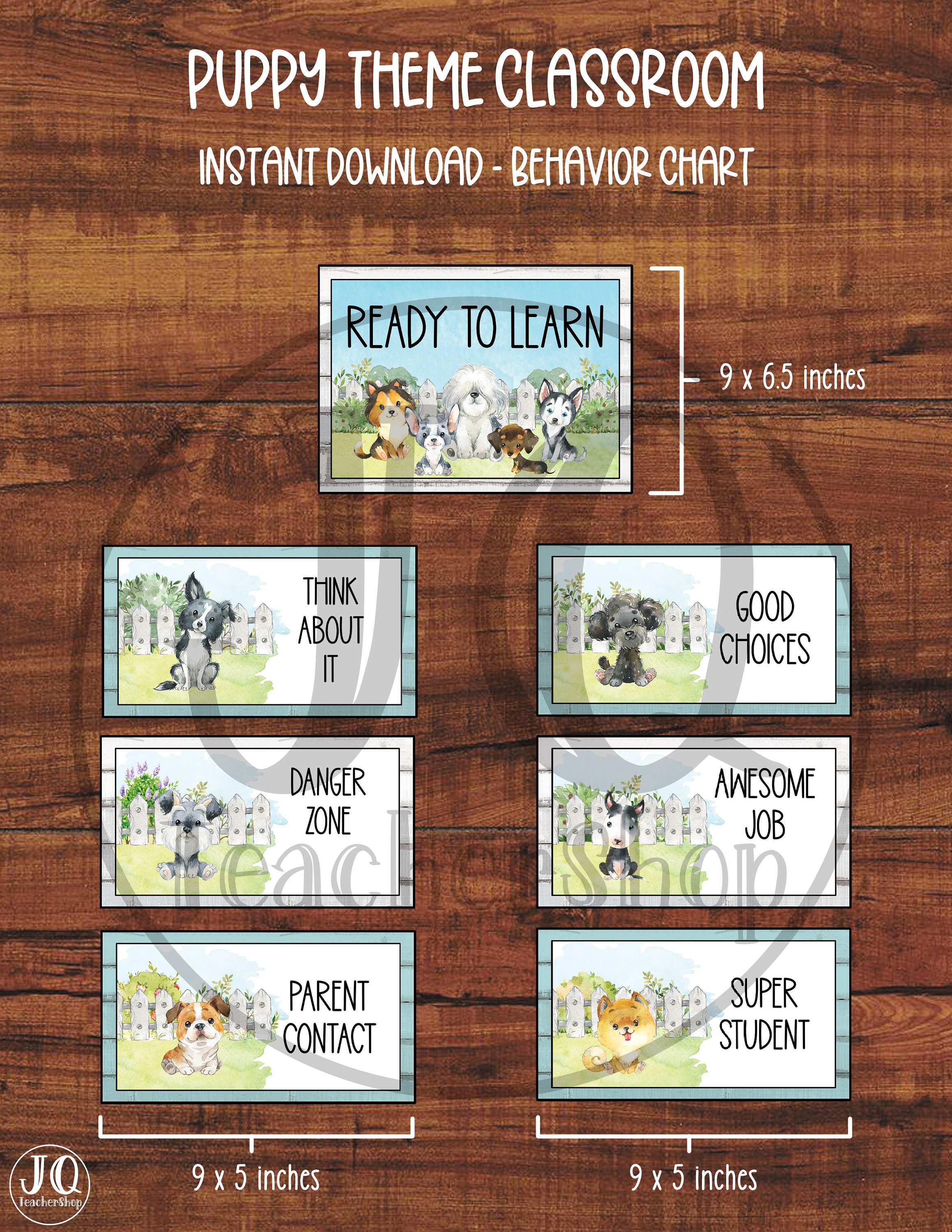 子犬をテーマにした行動チャート：教室の装飾（すぐにダウンロード）