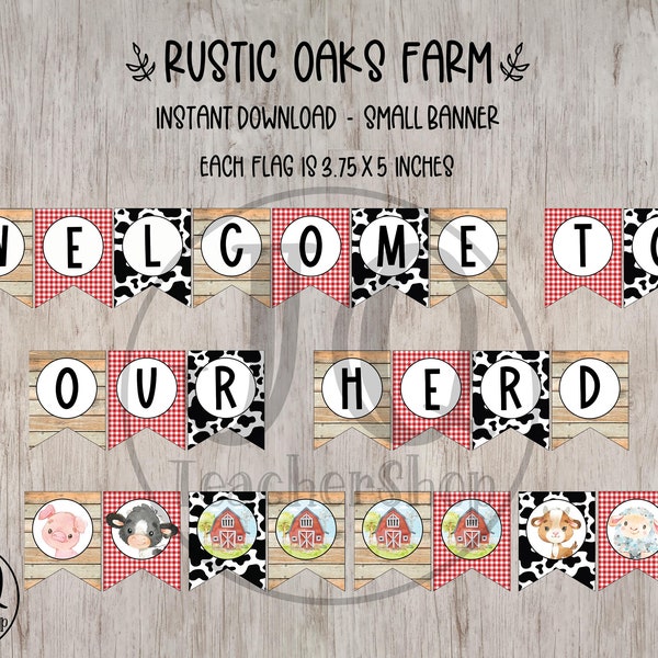 Printable Welcome to Our Herd Banner, Farm Theme, Farm Classroom Decorations, Small Welcome Banner, Classroom Door, Bulletin Board Decor