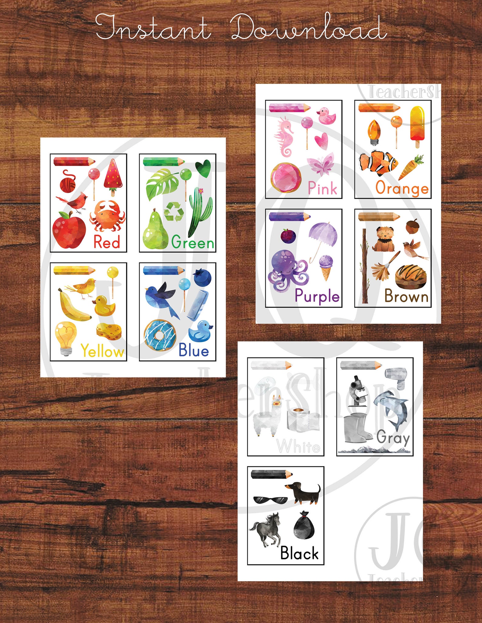 Printable Rainbow Color Flash Cards Flashcards of the Colors Etsy